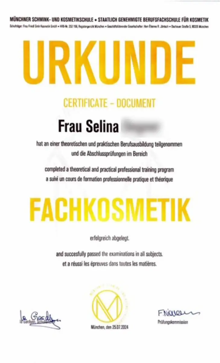 Fachkosmetik Zertifikat Selina – Ganzheitliche Hautpflege